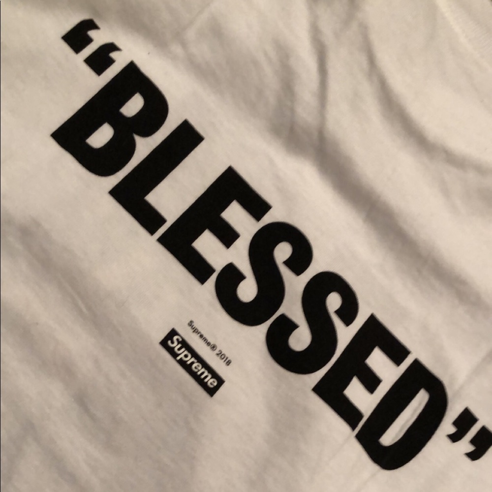 -FINAL SALE PRICE -White supreme T-Shirt “Blessed”